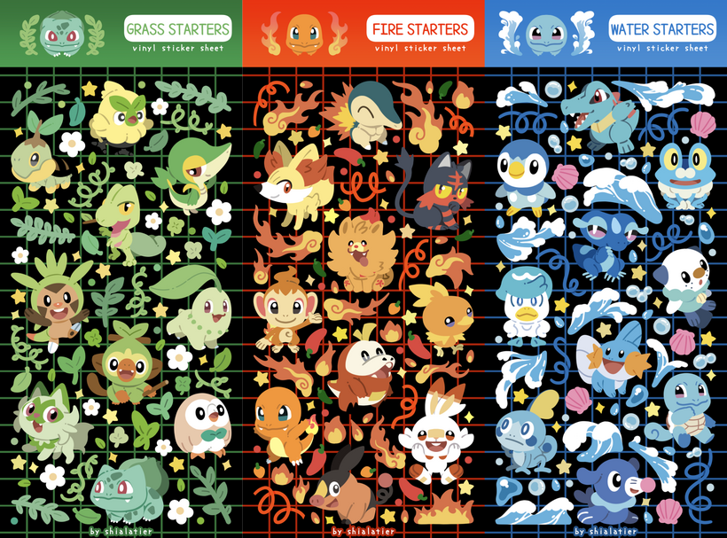 Pkmn Starter Deco Stickers